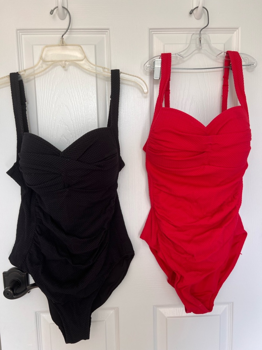 Niptuck Ruched KOne-Piece Swimsuit in Black and Red